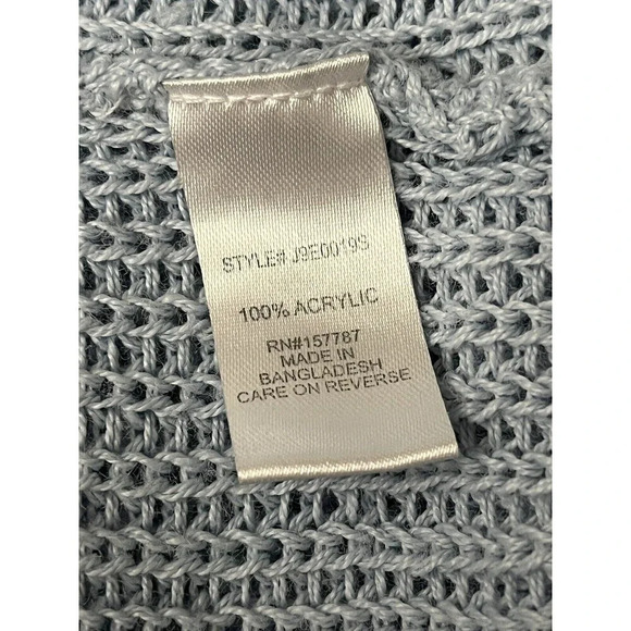 Jolie And Joy Light Blue Vneck Cropped Pullover Crochet Top M Boho Beach Peasent - Picture 7 of 10